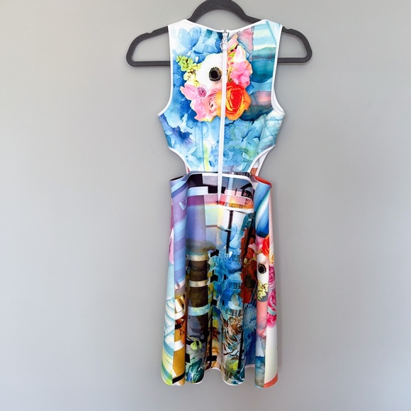 Clover Canyon Fit & Flare Summer Short Dress Scuba Neoprene Sleeveless Cutout S - Picture 16 of 17